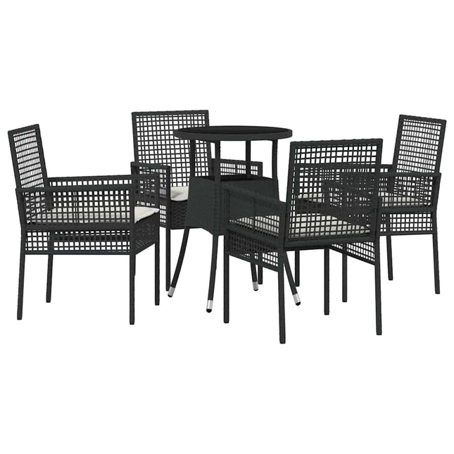 Have Spisebordssæt 5 pcs Sort polyrattan