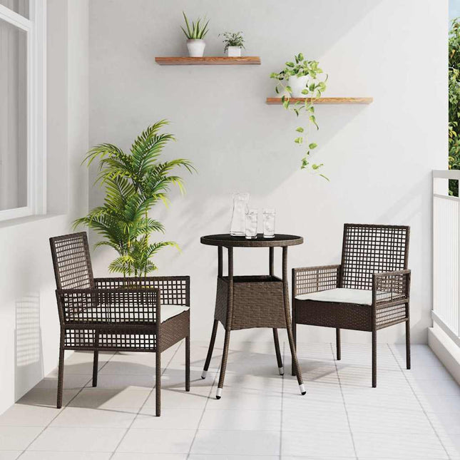 Have Spisebordssæt 3 stk. Brun polyrattan