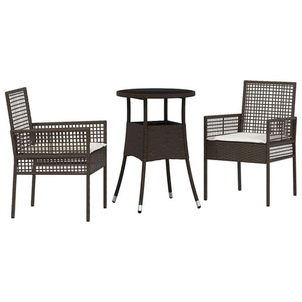 Have Spisebordssæt 3 pcs Brun polyrattan