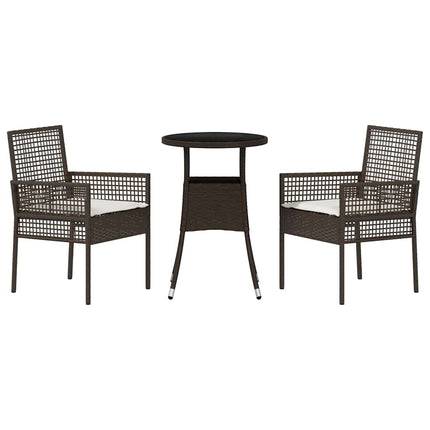 Have Spisebordssæt 3 pcs Brun polyrattan