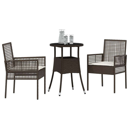 Have Spisebordssæt 3 pcs Brun polyrattan