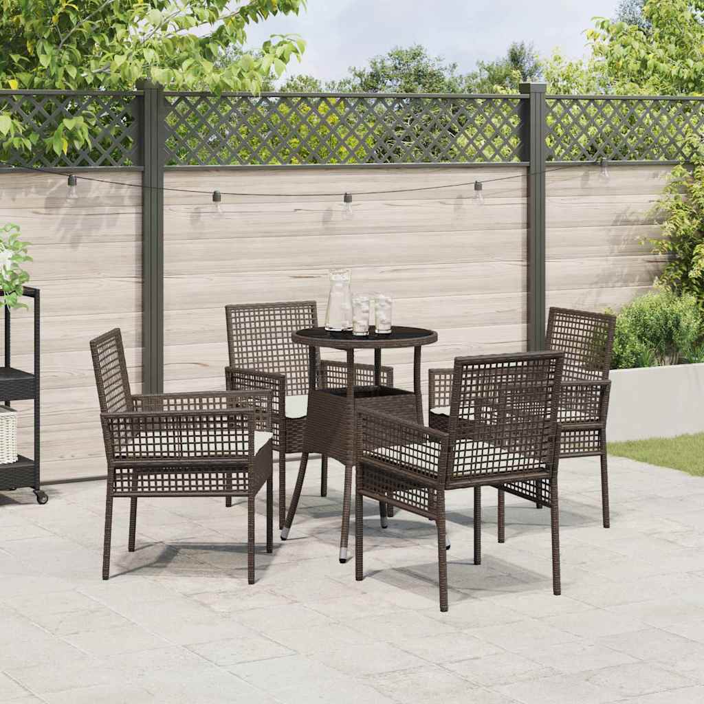 Have Spisebordssæt 5 pcs Brun polyrattan