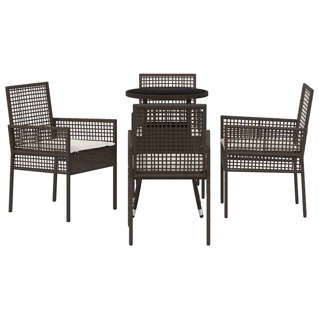 Have Spisebordssæt 5 pcs Brun polyrattan