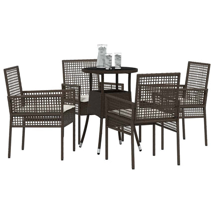 Have Spisebordssæt 5 stk. Brun polyrattan