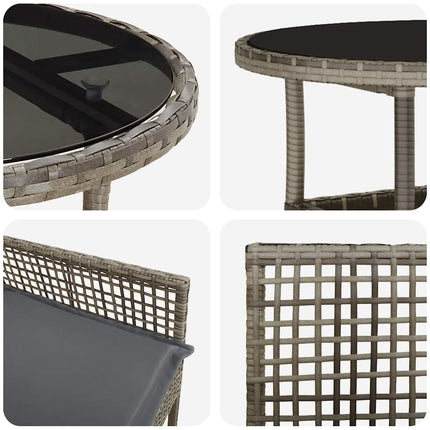 Have Spisebordssæt 3 pcs Grå polyrattan