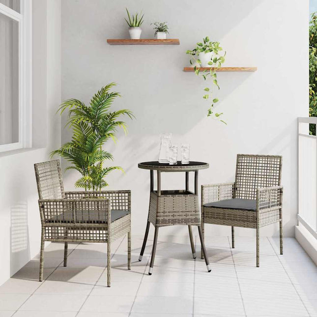 Have Spisebordssæt 3 stk. Grå polyrattan