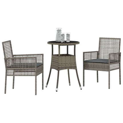 Have Spisebordssæt 3 pcs Grå polyrattan
