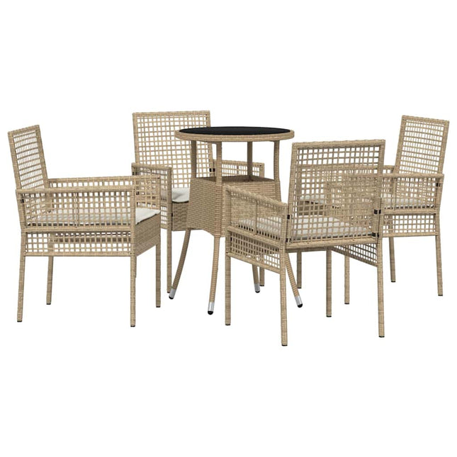 Have Spisebordssæt 5 stk. Beige polyrattan