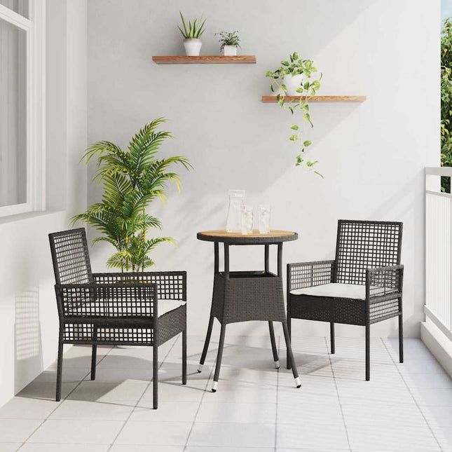 Have Spisebordssæt 3 stk. Sort polyrattan