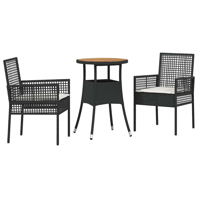 Have Spisebordssæt 3 stk. Sort polyrattan