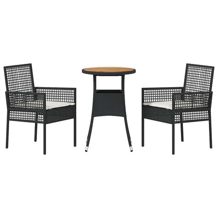 Have Spisebordssæt 3 pcs Sort polyrattan