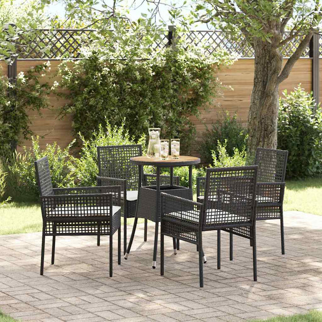 Have Spisebordssæt 5 stk. Sort polyrattan