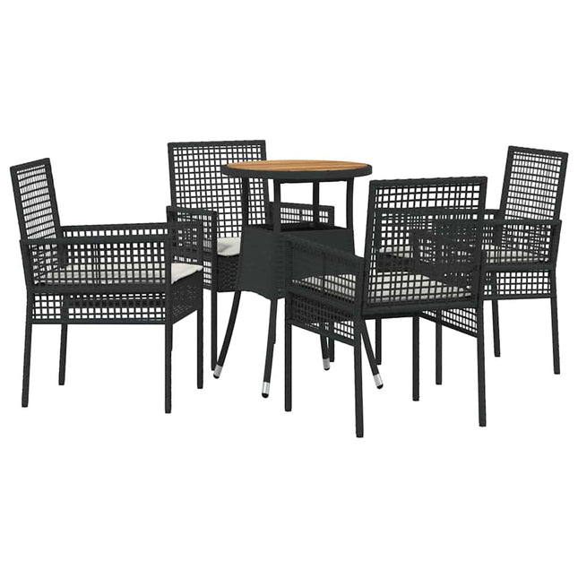 Have Spisebordssæt 5 stk. Sort polyrattan