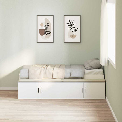 Sengestel med skuffe Hvid 100 x 200 cm Konstrueret træ