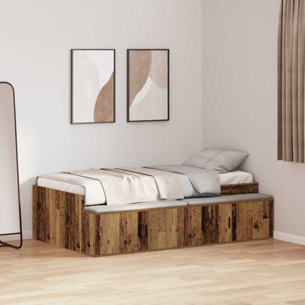 Sengestel med skuffe Gammelt træ 90 x 200 cm Konstrueret træ