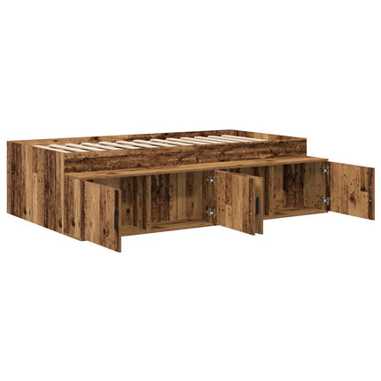 Sengestel med skuffe Gammelt træ 90 x 200 cm Konstrueret træ