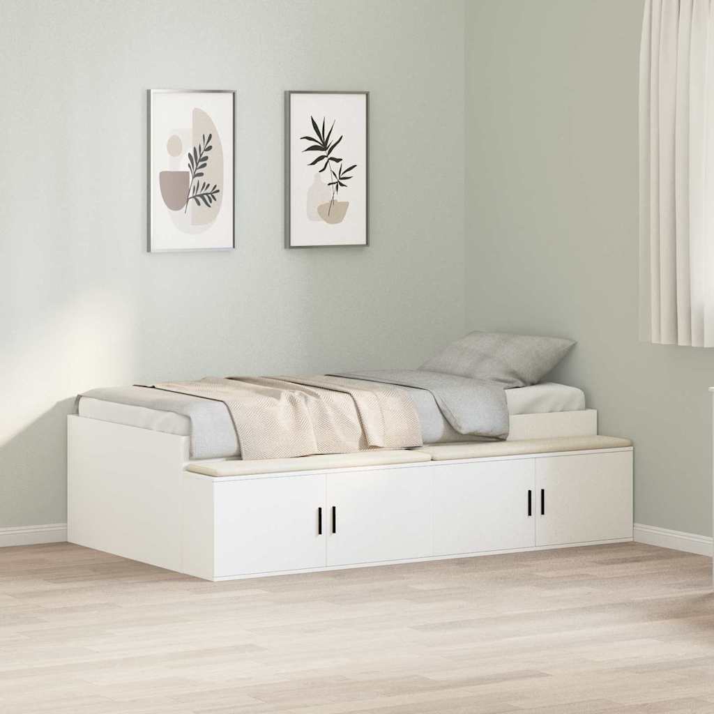 Sengestel med skuffe Hvid 80 x 200 cm Konstrueret træ