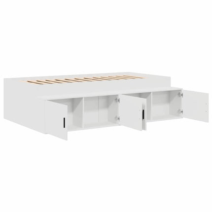Sengestel med skuffe med dør Hvid 80 x 200 cm Konstrueret træ