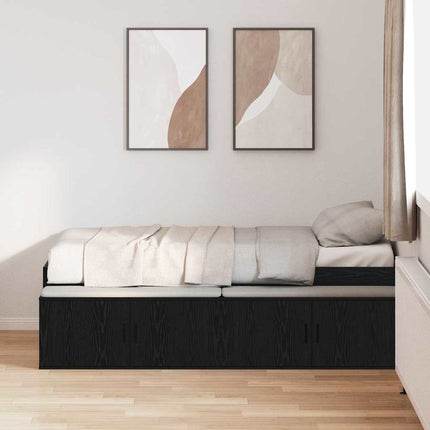 Sengestel med skuffe Sort eg 80 x 200 cm Konstrueret træ
