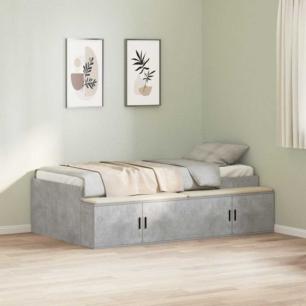 Sengestel med skuffe Beton Grå 80 x 200 cm Konstrueret træ
