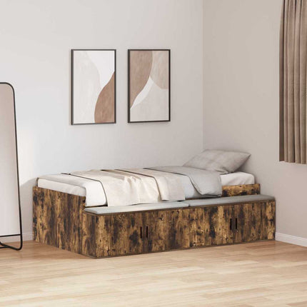 Sengestel med skuffe Røget eg 80 x 200 cm Konstrueret træ