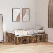 Sengestel med skuffe Røget eg 80 x 200 cm Konstrueret træ
