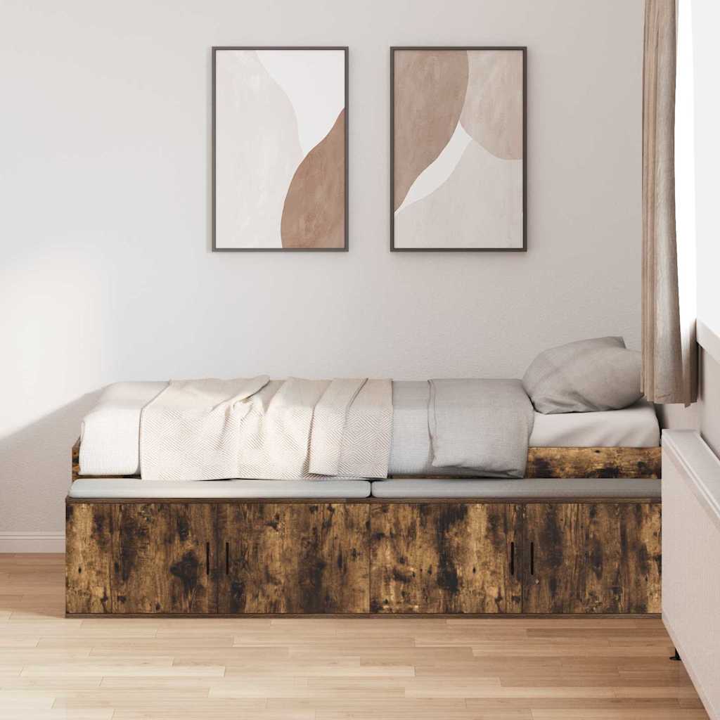 Sengestel med skuffe Røget eg 80 x 200 cm Konstrueret træ