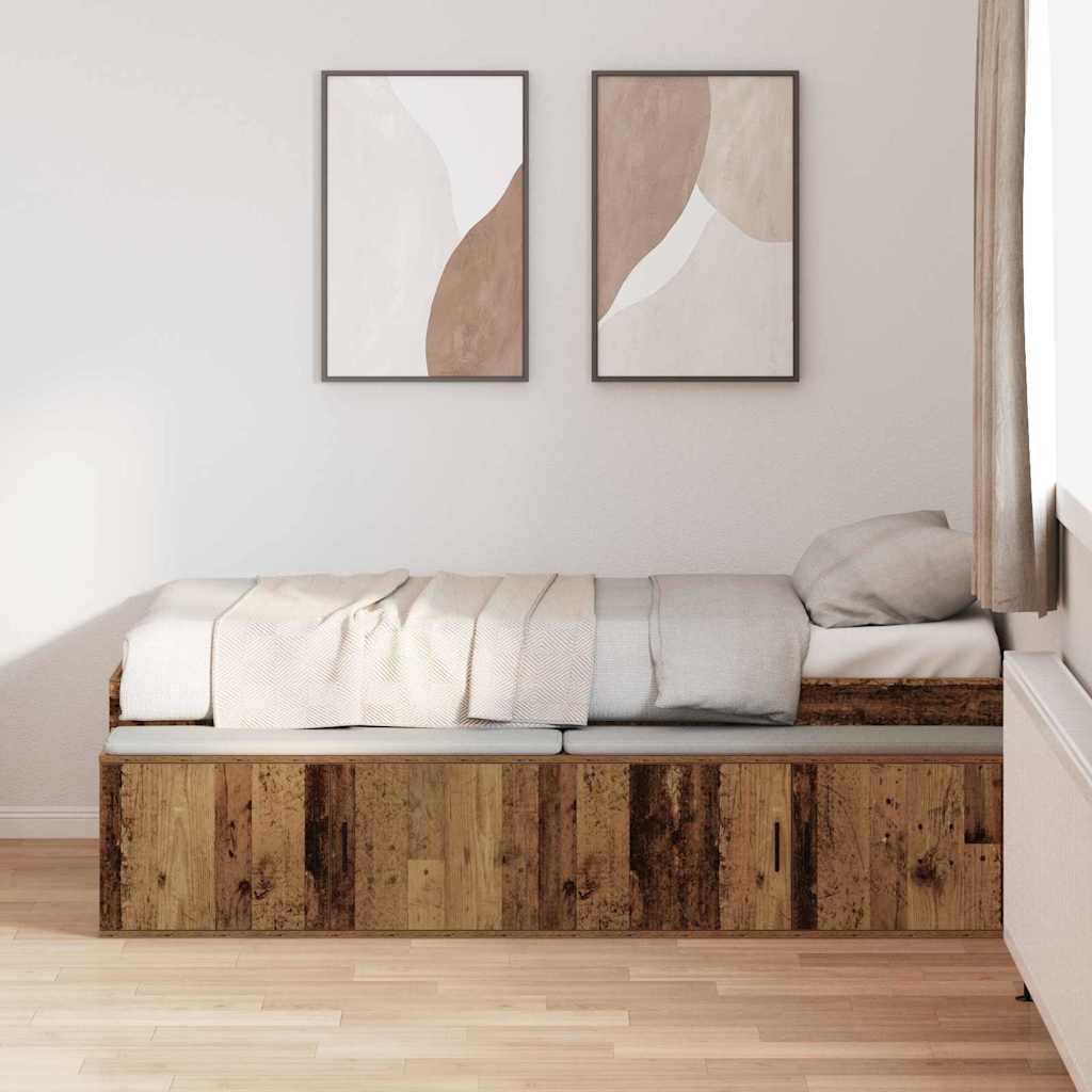 Sengestel med skuffe Gammelt træ 80 x 200 cm Konstrueret træ