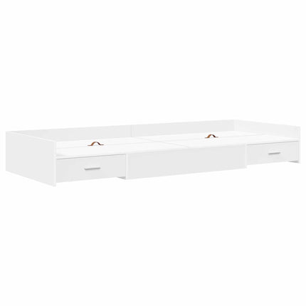 Sengestel med skuffe med dør Hvid 90 x 200 cm Konstrueret træ