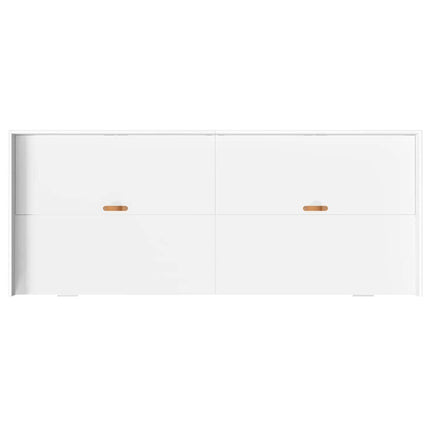 Sengestel med skuffe med dør Hvid 90 x 200 cm Konstrueret træ