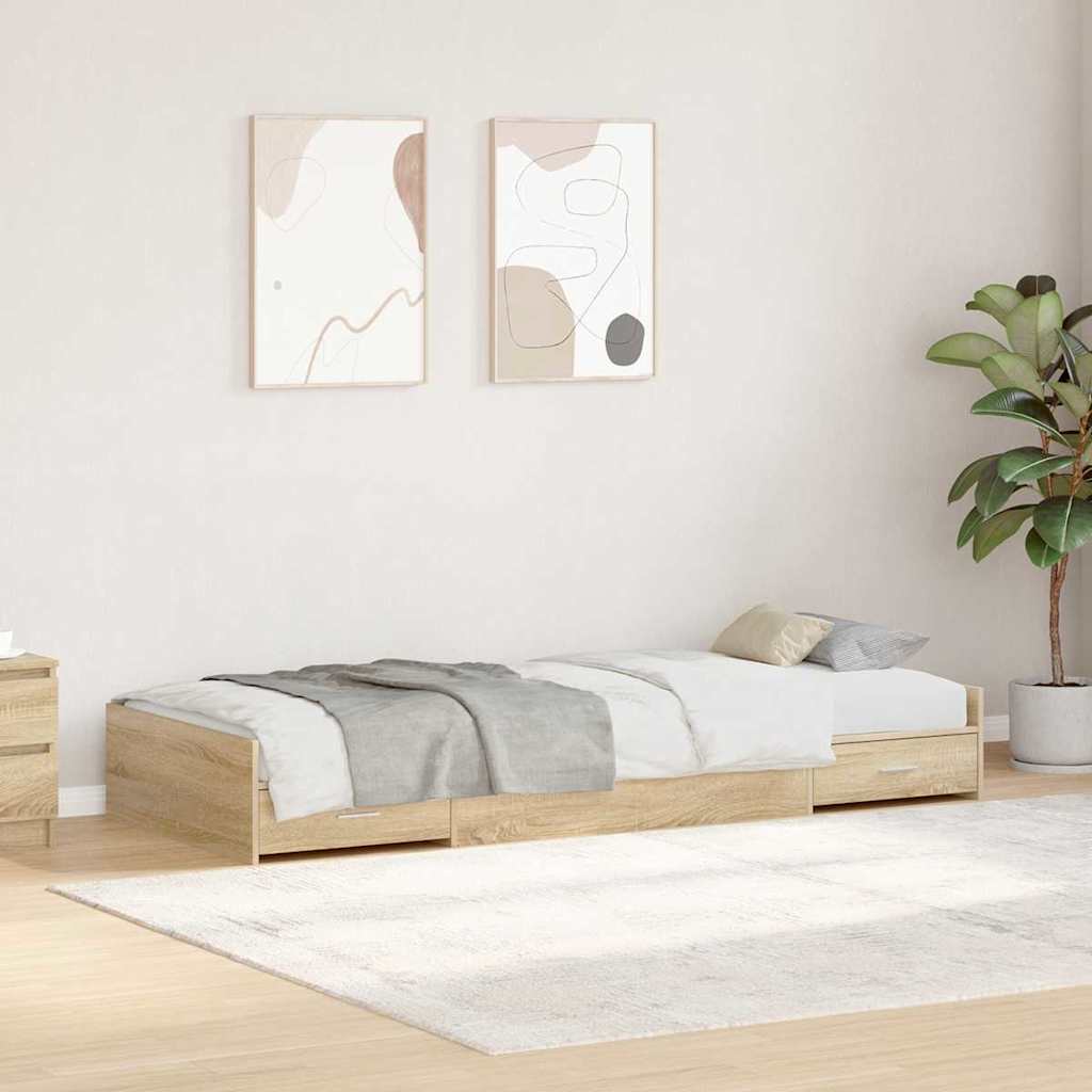Sengestel med hovedgærde Sonoma eg 90 x 200 cm Konstrueret træ