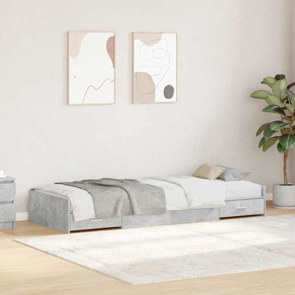 Sengestel med skuffe Beton Grå 80 x 200 cm Konstrueret træ