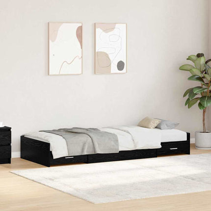 Sengestel med skuffe Sort eg 90 x 190 cm Konstrueret træ