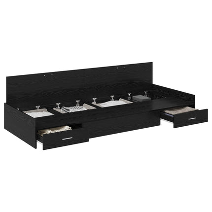 Sengestel med skuffe Sort eg 90 x 190 cm Konstrueret træ