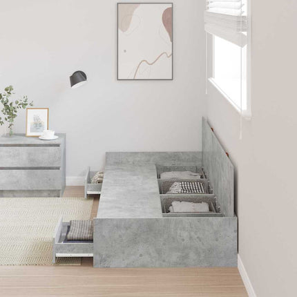 Sengestel med skuffe Beton Grå 90 x 190 cm Konstrueret træ