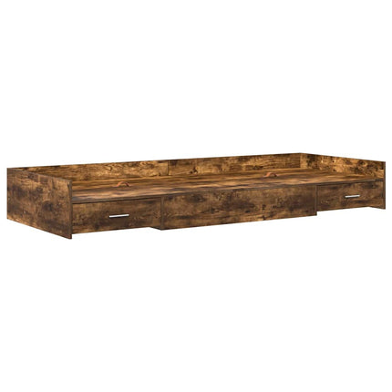 Sengestel med skuffe Røget eg 90 x 190 cm Konstrueret træ