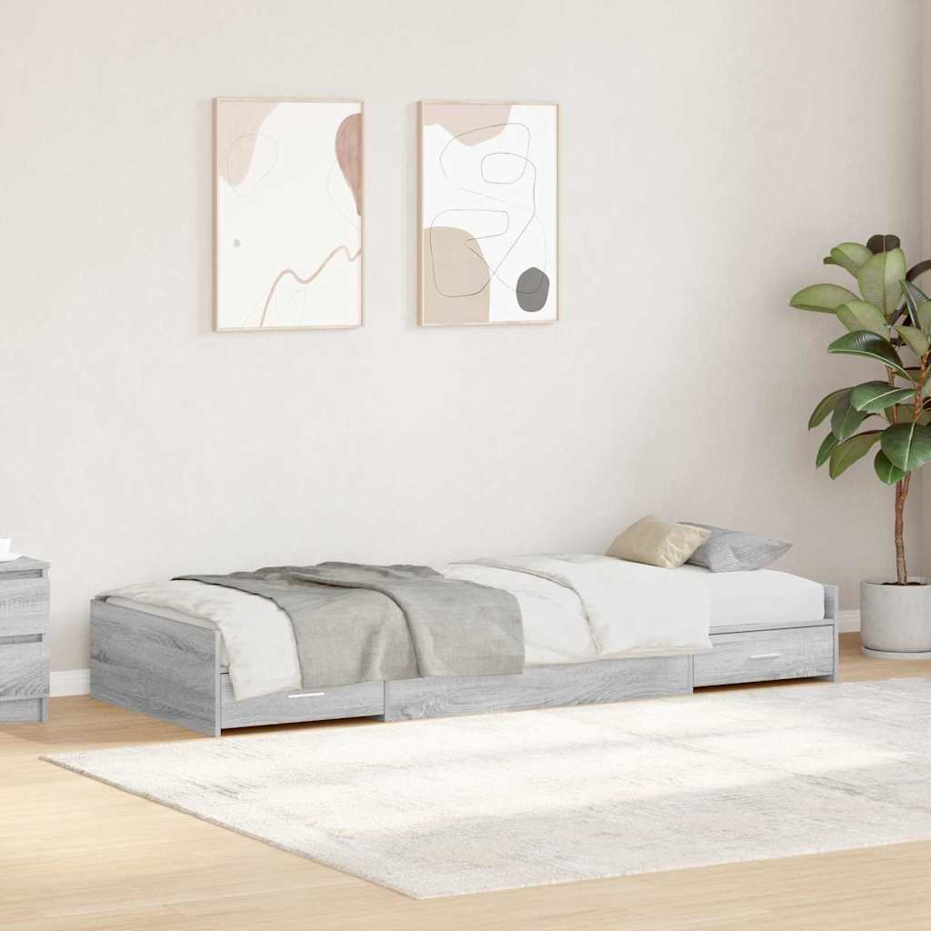Sengestel med hovedgærde Grå Sonoma 90 x 190 cm Konstrueret træ