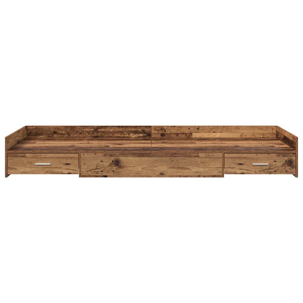Sengestel med skuffe Gammelt træ 90 x 190 cm Konstrueret træ