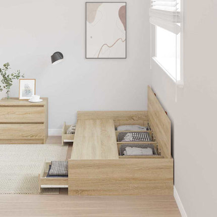 Sengestel med skuffe Sonoma eg 75 x 190 cm Konstrueret træ