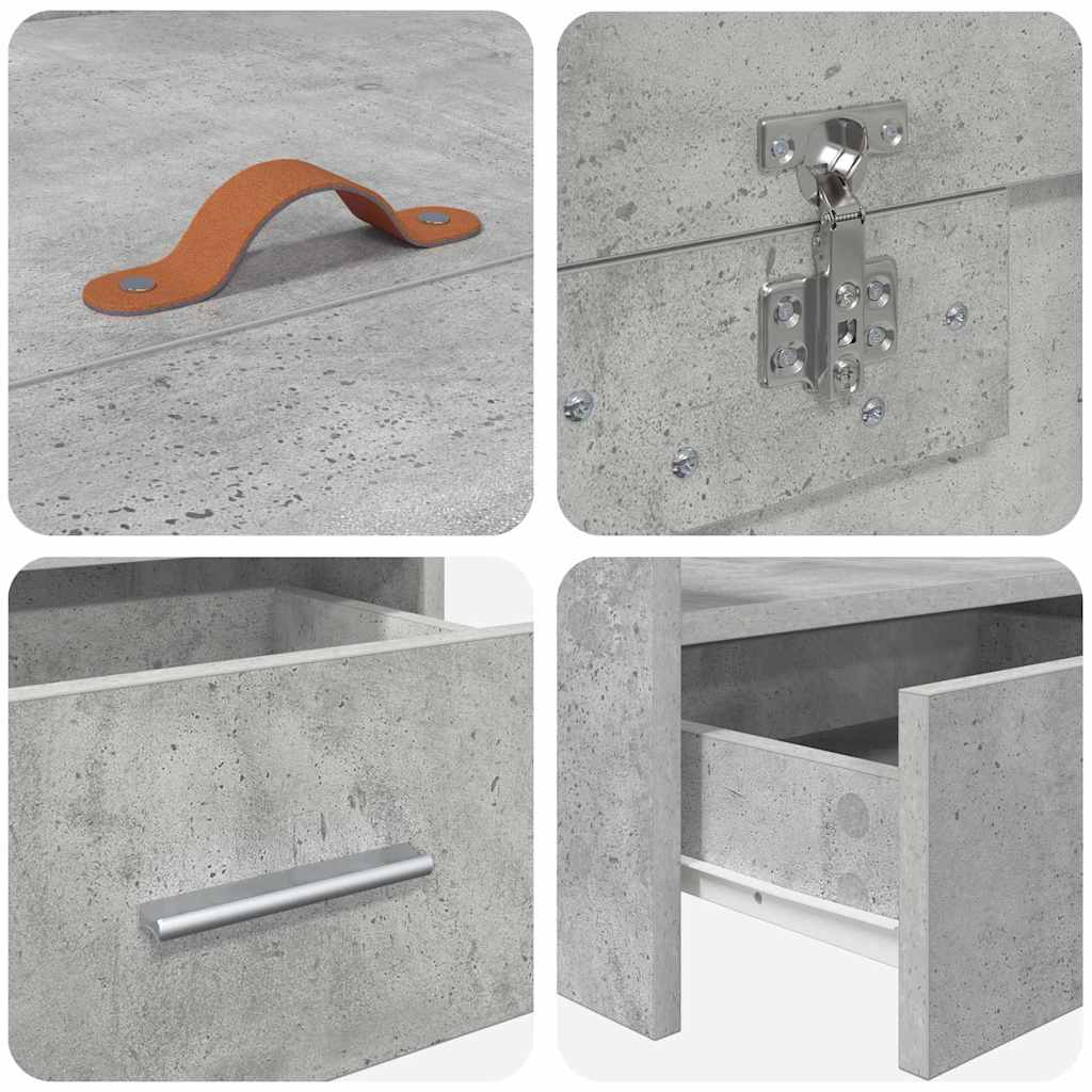 Sengestel med hovedgærde Beton Grå 75 x 190 cm Konstrueret træ