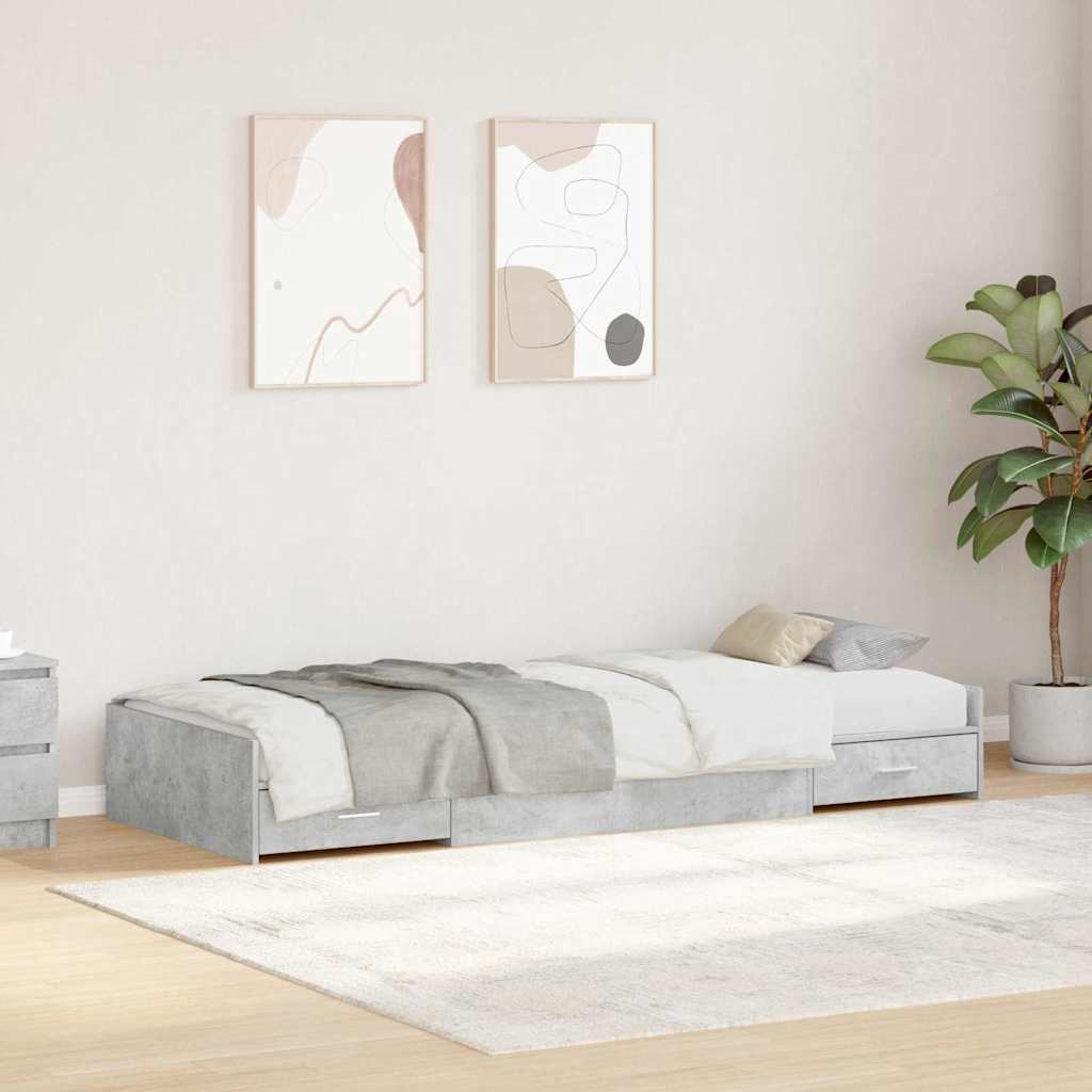 Sengestel med hovedgærde Beton Grå 75 x 190 cm Konstrueret træ