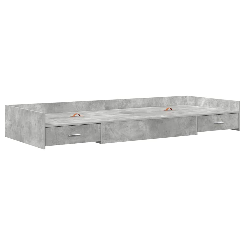 Sengestel med hovedgærde Beton Grå 75 x 190 cm Konstrueret træ
