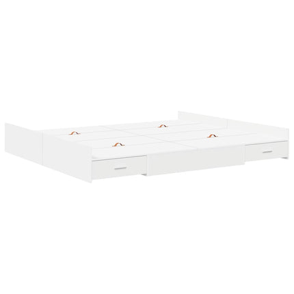 Seng med opbevaring med dør Hvid 200 x 200 cm Konstrueret træ