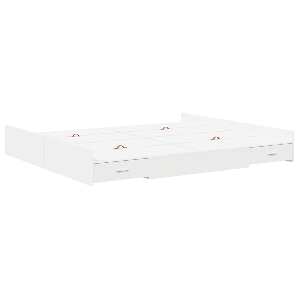 Seng med opbevaring Hvid 200 x 200 cm Konstrueret træ