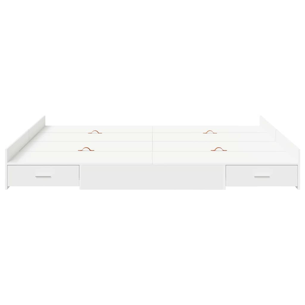 Seng med opbevaring Hvid 200 x 200 cm Konstrueret træ
