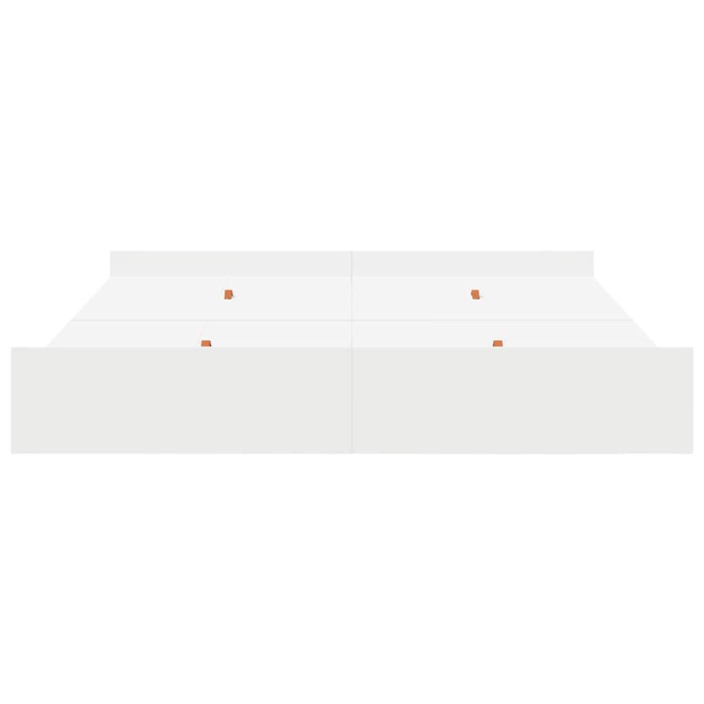 Seng med opbevaring Hvid 200 x 200 cm Konstrueret træ