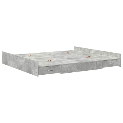 Seng med opbevaring Beton Grå 200 x 200 cm Konstrueret træ
