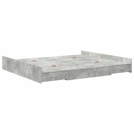 Seng med opbevaring Beton Grå 200 x 200 cm Konstrueret træ