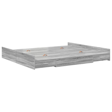 Seng med opbevaring Grå Sonoma 200 x 200 cm Konstrueret træ