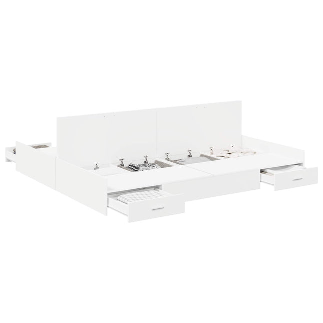 Seng med opbevaring Hvid 180 x 200 cm Konstrueret træ